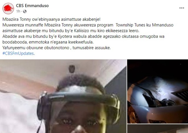 Mbaziira Tonny In A Fatal Accident, Survives Death