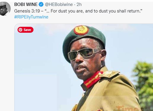 Bobi Wine Mourns Gen Elly Tumwine With A Verse From The Bible